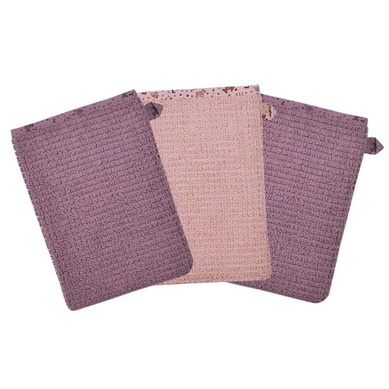 Wörner Guanto da lavaggio 3 confezioni in cotone organico - Llama - Malva