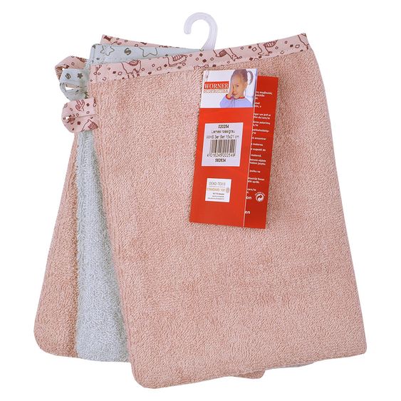 Wörner Waschhandschuh 3er Pack - Lama - Altrosa