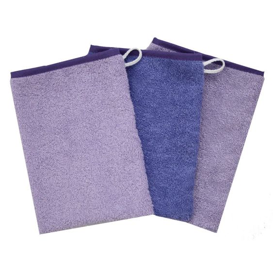 Wörner Waschhandschuh 3er Pack - Uni Flieder Violett
