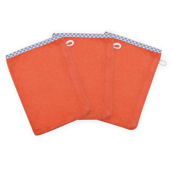 Wörner Waschhandschuh 3er Pack - Uni Lachs