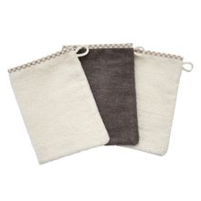 Waschhandschuh 3er Pack - Uni Natur Hellbraun
