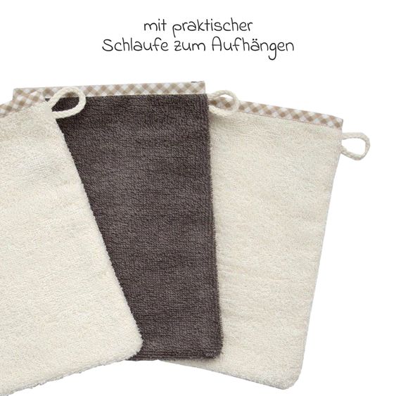 Wörner Washcloth 3er Pack - Uni Natural Light Brown