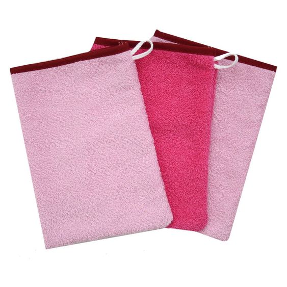 Wörner Waschhandschuh 3er Pack - Uni Rosa Pink