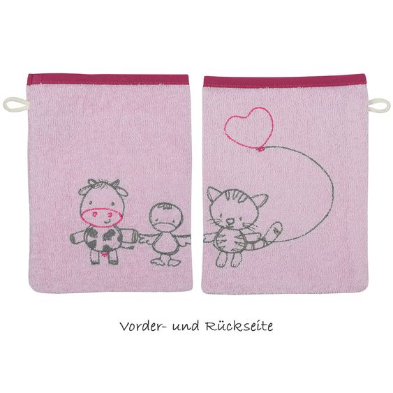 Wörner Waschhandschuh - Bauernhoftiere - Rose