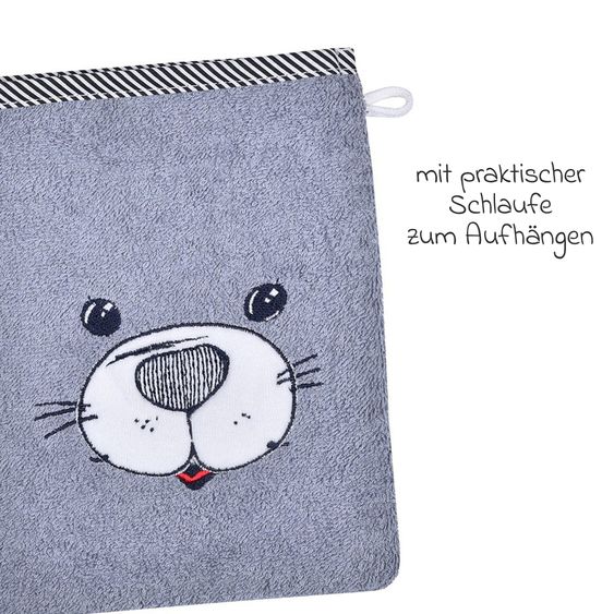 Wörner Waschhandschuh - Seehund - Grau Hellgrau