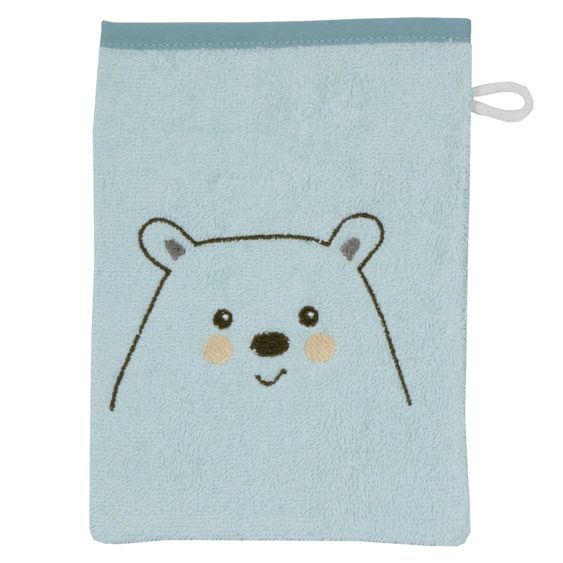 Wörner Guanto da lavaggio - Ricamo orso polare - Menta