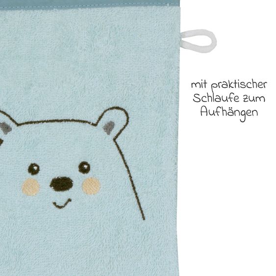 Wörner Guanto da lavaggio - Ricamo orso polare - Menta
