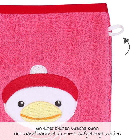 Wörner Waschhandschuh - Stickerei Ente - Pink