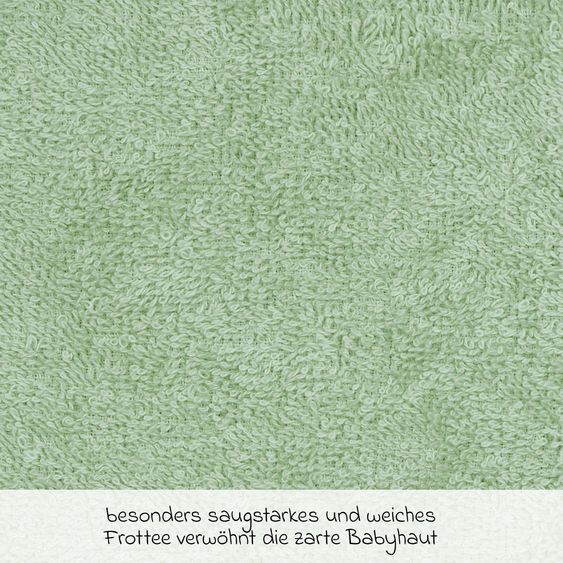Wörner Guanto di lavaggio - ricamo bradipo - verde oliva chiaro