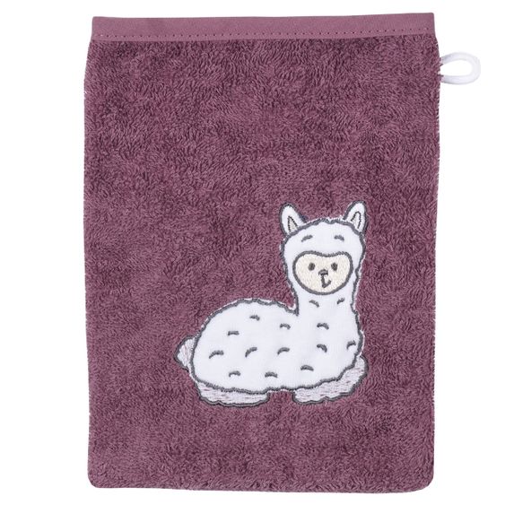 Wörner Waschhandschuh - Stickerei Lama - Mauve