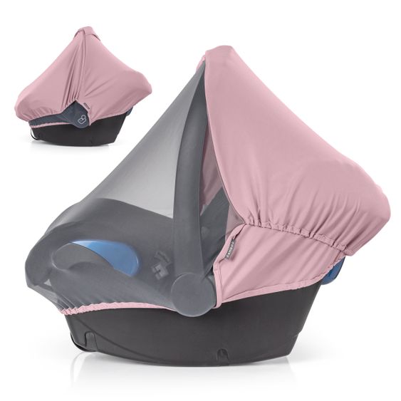 Zamboo 3in1 Verdeck für Babyschale Sonnenschutz, Insektenschutz und Schlummer-Cover - Beere