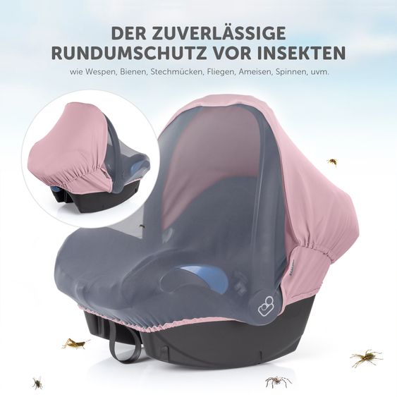 Zamboo 3in1 Verdeck für Babyschale Sonnenschutz, Insektenschutz und Schlummer-Cover - Beere