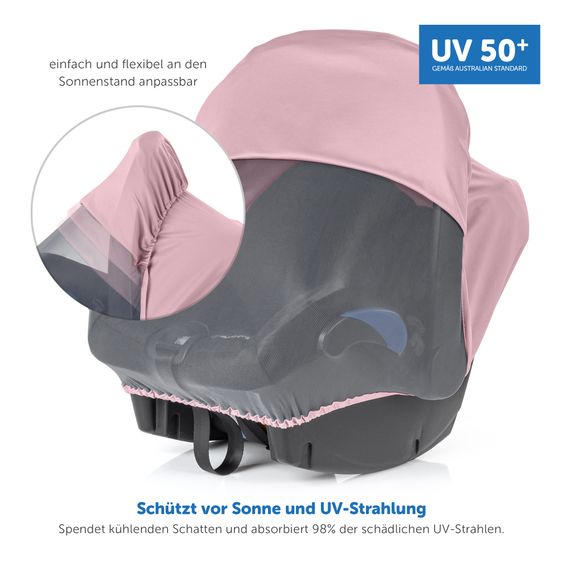 Zamboo 3in1 Verdeck für Babyschale Sonnenschutz, Insektenschutz und Schlummer-Cover - Beere