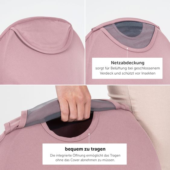 Zamboo 3in1 Verdeck für Babyschale Sonnenschutz, Insektenschutz und Schlummer-Cover - Beere