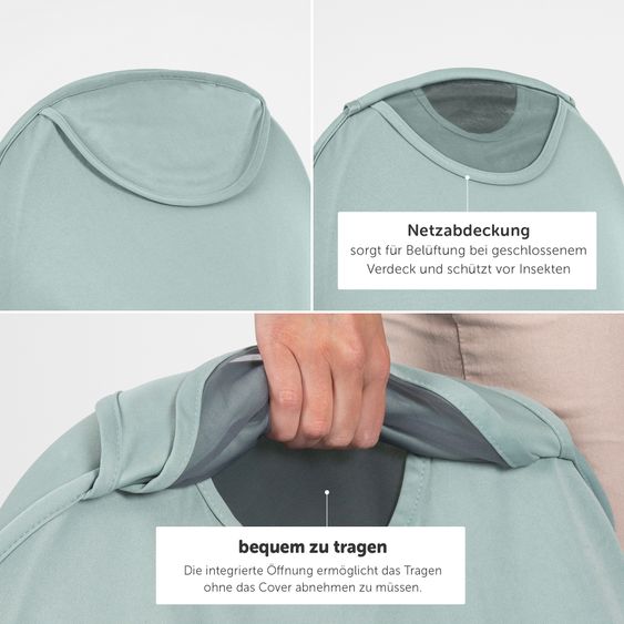 Zamboo 3in1 Verdeck für Babyschale Sonnenschutz, Insektenschutz und Schlummer-Cover - Mint
