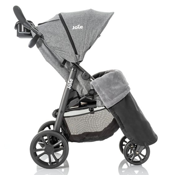 Zamboo 4-tlg. Winter-Set für Kinderwagen mit Thermo Fußsack, Fleece-Beindecke, Handmuff & Reflektoren - Schwarz Grau