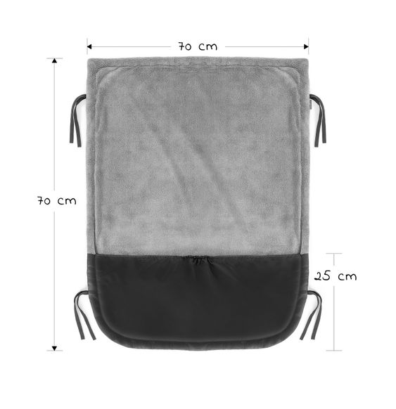 Zamboo 4-tlg. Winter-Set für Kinderwagen mit Thermo Fußsack, Fleece-Beindecke, Handmuff & Reflektoren - Schwarz Grau