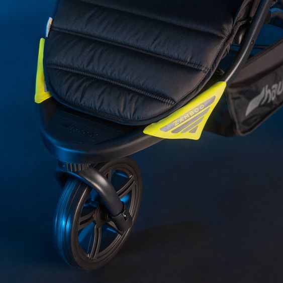 Zamboo 4-tlg. Winter-Set für Kinderwagen mit Thermo Fußsack, Fleece-Beindecke, Handmuff & Reflektoren - Schwarz Grau