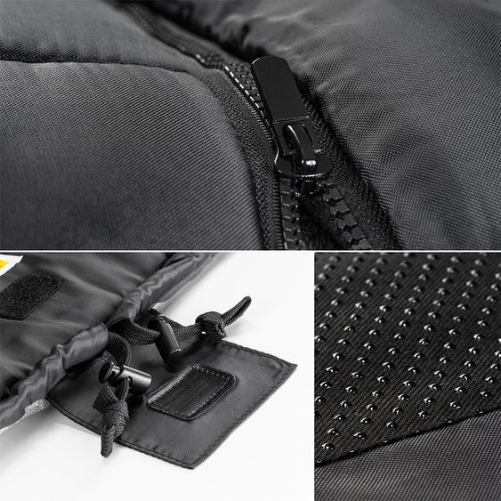 Zamboo 4-tlg. Winter-Set für Kinderwagen mit Thermo Fußsack, Fleece-Beindecke, Handmuff & Reflektoren - Schwarz Grau