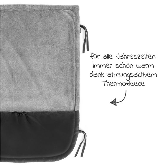 Zamboo 4-tlg. Winter-Set für Kinderwagen mit Thermo Fußsack, Fleece-Beindecke, Handmuff & Reflektoren - Schwarz Grau