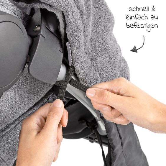 Zamboo 4-tlg. Winter-Set für Kinderwagen mit Thermo Fußsack, Fleece-Beindecke, Handmuff & Reflektoren - Schwarz Grau