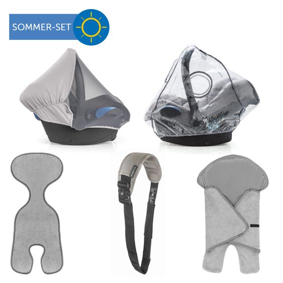 Zamboo Set di 5 pezzi per il comfort e la protezione del seggiolino auto per bambini con cinghia di trasporto