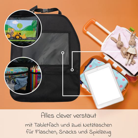Zamboo Auto-Organizer / Rückenlehnenschutz mit Tablethalterung - Schwarz