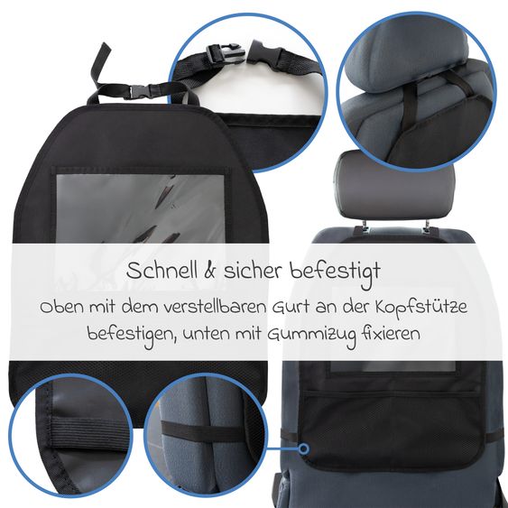 Zamboo Auto-Organizer / Rückenlehnenschutz mit Tablethalterung - Schwarz