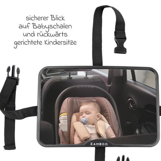 Zamboo Auto-Rücksitzspiegel für Babyschalen & Reboarder mit Weitwinkel