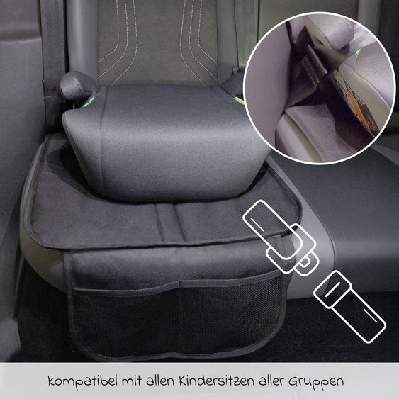 Zamboo Autositz-Schutzunterlage mit Netztasche - Schwarz