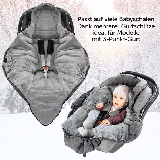 Zamboo Einschlagdecke Deluxe für Babyschale (Maxi-Cosi, Cybex, Hauck, ABC Design uvm.) und Babywanne - Grau