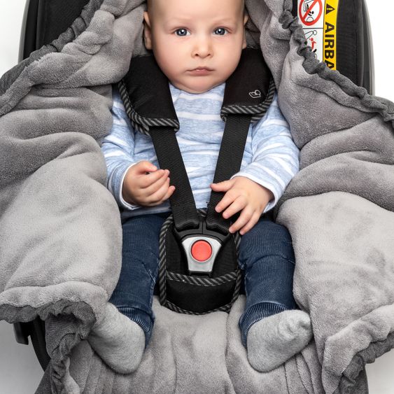 Zamboo Einschlagdecke Deluxe für Babyschale (Maxi-Cosi, Cybex, Hauck, ABC Design uvm.) und Babywanne - Grau