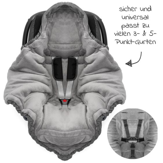 Zamboo Einschlagdecke Deluxe für Babyschale (Maxi-Cosi, Cybex, Hauck, ABC Design uvm.) und Babywanne - Grau