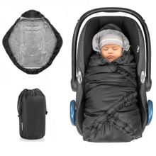 Einschlagdecke für Babyschale (Maxi-Cosi, Cybex, Hauck, ABC uvm.) und Babywanne- Schwarz