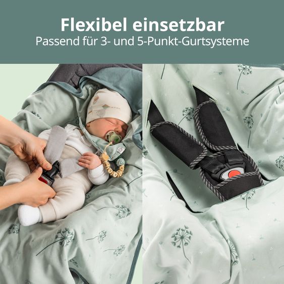 Zamboo Couverture D'Emmitouflage / Couverture Douce Légère Pour Siège Auto Bébé & Poussette 80 x 80 Cm - Pissenlit - Vert Sauge