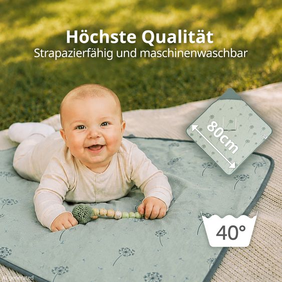 Zamboo Couverture D'Emmitouflage / Couverture Douce Légère Pour Siège Auto Bébé & Poussette 80 x 80 Cm - Pissenlit - Vert Sauge