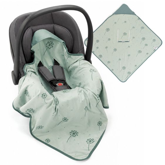 Zamboo Couverture D'Emmitouflage / Couverture Douce Légère Pour Siège Auto Bébé & Poussette 80 x 80 Cm - Pissenlit - Vert Sauge