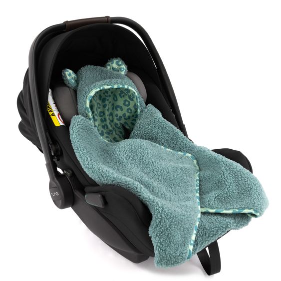 Zamboo Teddy Swaddle Blanket for infant car seat, rocker & buggy 80 x 80 cm - Leo - Sage Green