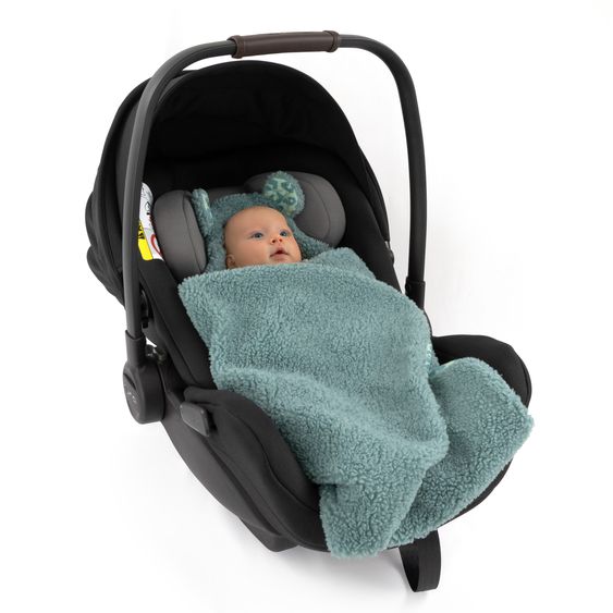 Zamboo Teddy Swaddle Blanket for infant car seat, rocker & buggy 80 x 80 cm - Leo - Sage Green