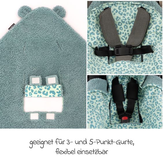 Zamboo Teddy Swaddle Blanket for infant car seat, rocker & buggy 80 x 80 cm - Leo - Sage Green