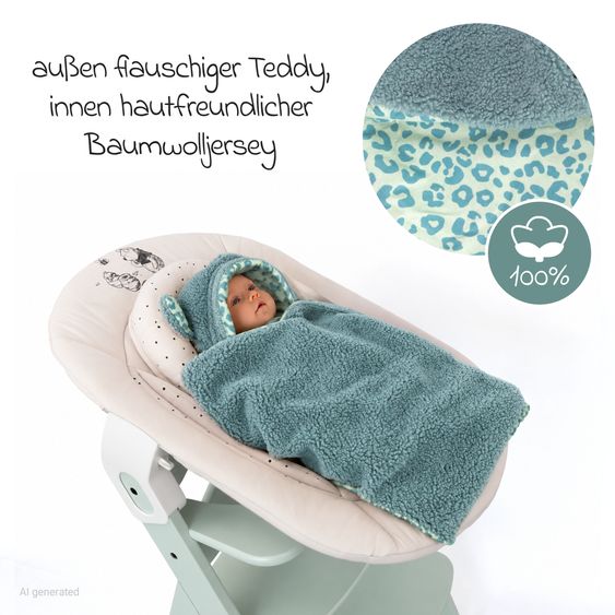 Zamboo Teddy Swaddle Blanket for infant car seat, rocker & buggy 80 x 80 cm - Leo - Sage Green