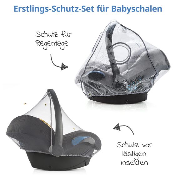 Zamboo Erstlings-Schutz-Set für Babyschalen mit Insektenschutz & Regenschutz