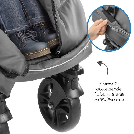 Zamboo Footmuff for Joie stroller (Litetrax, Mytrax, Chrome and more) with bag - Grey