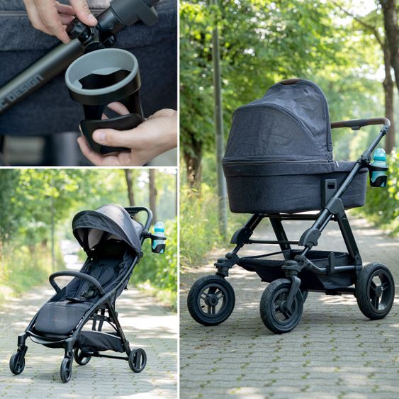 Zamboo Getränkehalter für Buggy und Kinderwagen - Schwarz Grau