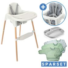 High Chair - in the value set incl. seat reducer, weaning plate & 3 sleeve bibs