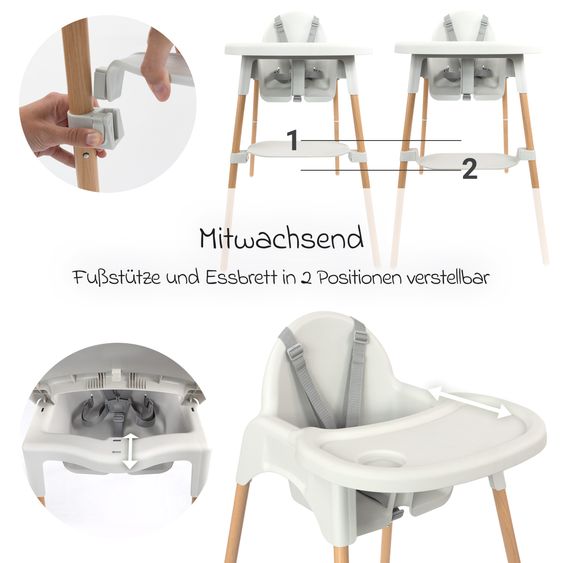 Zamboo Hochstuhl - im Sparset inkl. Sitzverkleinerer, Esslern-Teller & 3 Ärmellätzchen