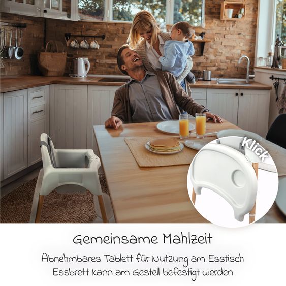 Zamboo Hochstuhl - im Sparset inkl. Sitzverkleinerer, Esslern-Teller & 3 Ärmellätzchen