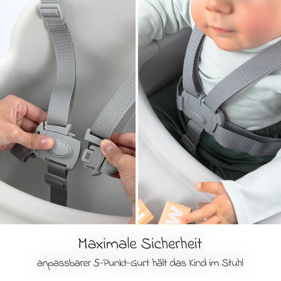 Zamboo Hochstuhl - im Sparset inkl. Sitzverkleinerer, Esslern-Teller & 3 Ärmellätzchen