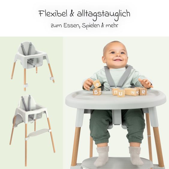 Zamboo Hochstuhl - im Sparset inkl. Sitzverkleinerer, Esslern-Teller & 3 Ärmellätzchen