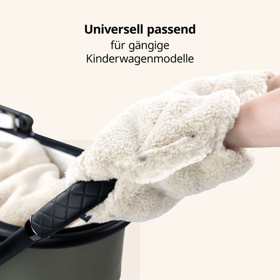Zamboo Kinderwagen-Zubehör-Set - Fußsack & Handmuff - Teddy - Olivgrün / Beige